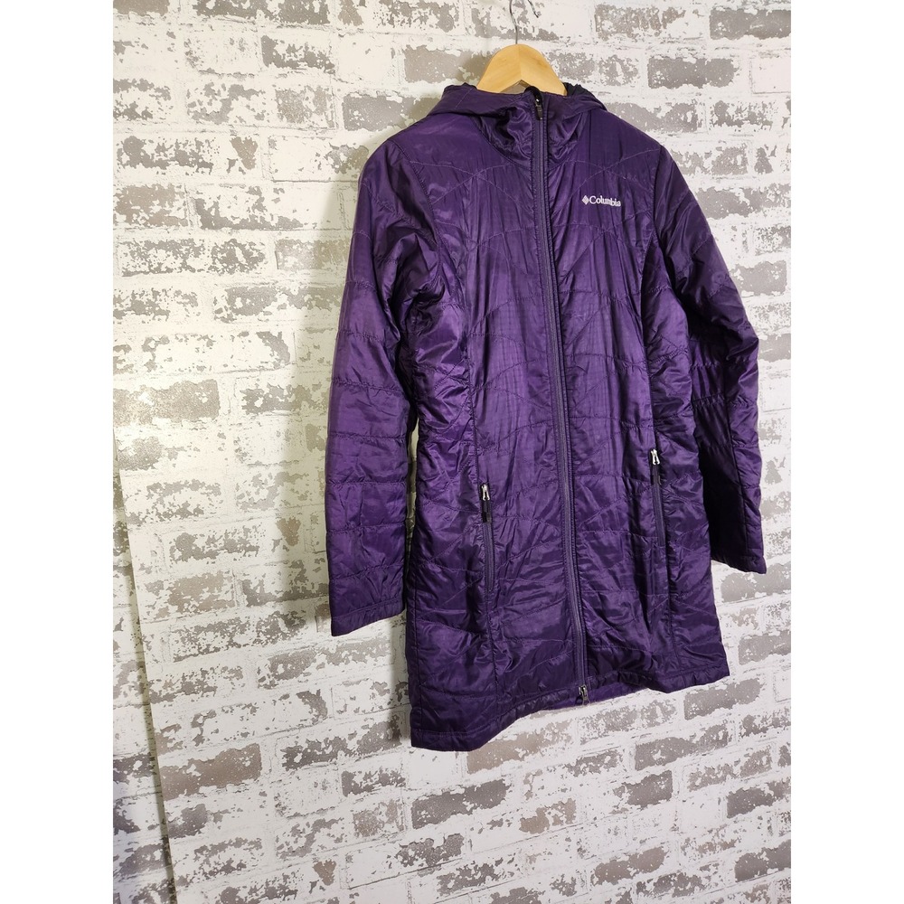 Columbia Omni Heat Insulated Hooded Parka Jacket Purple Women's XS Lightweight - Picture 2 of 16